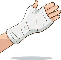 vector illustration of broken hand with plaster