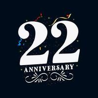 22 Anniversary luxurious Golden color 22 Years Anniversary Celebration Logo Design Template vector