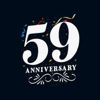 59 Anniversary luxurious Golden color 59 Years Anniversary Celebration Logo Design Template vector