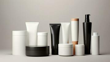 Set of cosmetic products mock-up. AI generated. photo