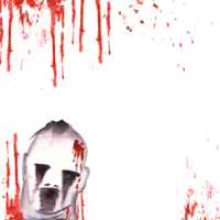 Halloween Rahmen Geist mit Blut Flecken. Aquarell unheimlich Hand gemalt Illustration unheimlich Halloween Monster Design zum Postkarten, Banner, Einladungen, Feierlichkeiten png