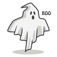 Ghost in cute kawaii cartoon style vector flat design illustration simple modern shape for halloween asset or icon element editable