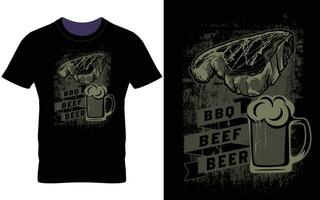 bbo carne de vaca camisa-cerveza impresión vector diseño