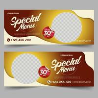 Restaurant food social media banner post design template vector