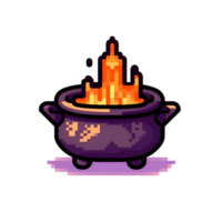 Halloween Witch Cauldron Pixelated Sticker Clipart AI Generated png