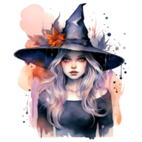 Halloween sorcière aquarelle clipart ai généré png