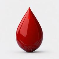 Realistic Blood Drop on White Background, AI Generated photo