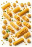 Pasta on White Background, AI Generated photo