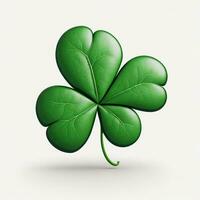 Shamrock Four Leaf Clover on White Background, AI Generated photo