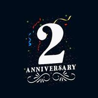 2 Anniversary luxurious Golden color 2 Years Anniversary Celebration Logo Design Template vector