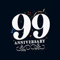 99 Anniversary luxurious Golden color 99 Years Anniversary Celebration Logo Design Template vector