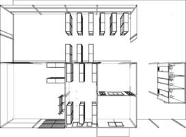 3D illustration of building project vector