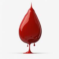 Realistic Blood Drop on White Background, AI Generated photo