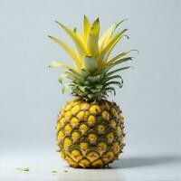 Yellow Pineapple on White Background, AI Generated photo