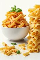 Pasta on White Background, AI Generated photo