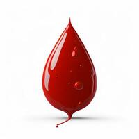 Realistic Blood Drop on White Background, AI Generated photo