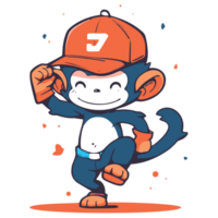 Delightful monkey game character for tshirt customization, generative ai png