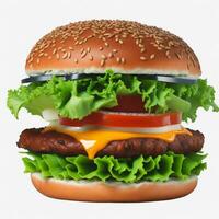 Vegetable Burger on White Background, Delicious Plant-Based Meal, AI Generated photo