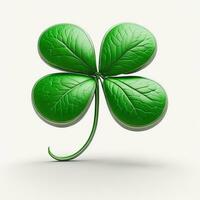 Shamrock Four Leaf Clover on White Background, AI Generated photo