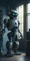 Indoor Anthropomorphic Robot, AI Generated photo