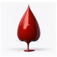 Realistic Blood Drop on White Background, AI Generated photo