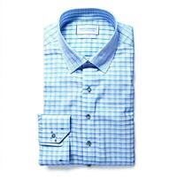 Formal Men's Sky Blue Check Shirt, Classic and Elegant Fashion, AI Generated photo