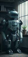 Indoor Anthropomorphic Robot, AI Generated photo