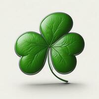 Shamrock Four Leaf Clover on White Background, AI Generated photo