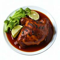 Chicken Adobo Flavorful Dish on a Clean White Background, AI Generated photo