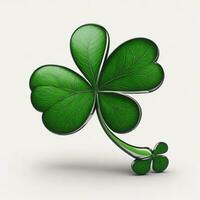 Shamrock Four Leaf Clover on White Background, AI Generated photo