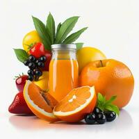 Fresh Fruits Full of Juice on White Background, AI Generated photo