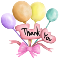 Thank you gift with balloon and ribbon bow png