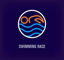 Modern swimming race design. Uniquely designed color transitions. Floating human success template. vector