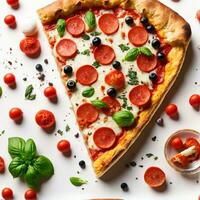 Pizza on White Background, AI Generated photo