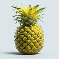 Yellow Pineapple on White Background, AI Generated photo