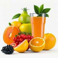 Fresh Fruits Full of Juice on White Background, AI Generated photo