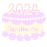 Sweet Pink Cake Happy New Year 2024 png