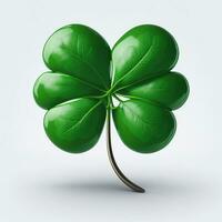 Shamrock Four Leaf Clover on White Background, AI Generated photo