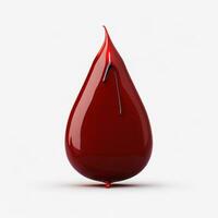 Realistic Blood Drop on White Background, AI Generated photo