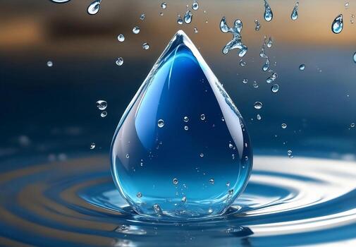 Pure water drop background, Generative AI Illustration. photo