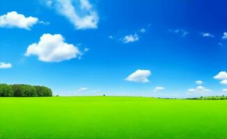 verde prado y azul cielo, generativo ai ilustración. foto