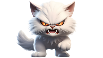 an angry Halloween monster cat with big eyes and a big mouth ai generative png