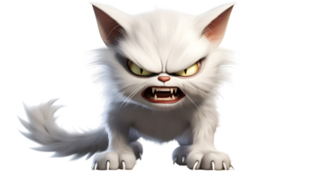 an angry Halloween monster cat with big eyes and a big mouth ai generative png