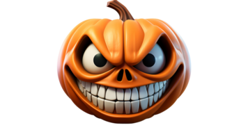 halloween pumpkin with teeth and eyes  ai generative png