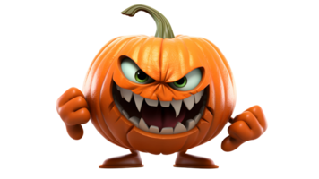 halloween pumpkin with teeth and eyes  ai generative png