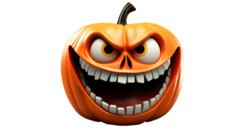 halloween pumpkin with teeth and eyes  ai generative png