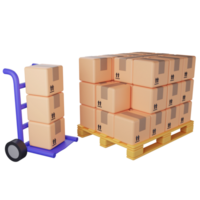 Parcel box is arraied on pallet clipart flat design icon isolated on transparent background , 3D rendering logistic and delivery concept png