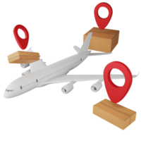 Logistics transportation service by air clipart flat design icon isolated on transparent background, 3D render logistic and delivery concept png