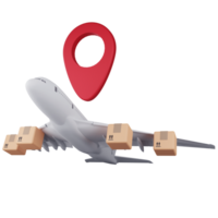 Logistics transportation service by air clipart flat design icon isolated on transparent background, 3D render logistic and delivery concept png