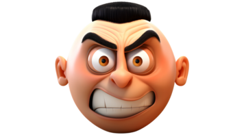 an angry cartoon man with a black hair ai generative png